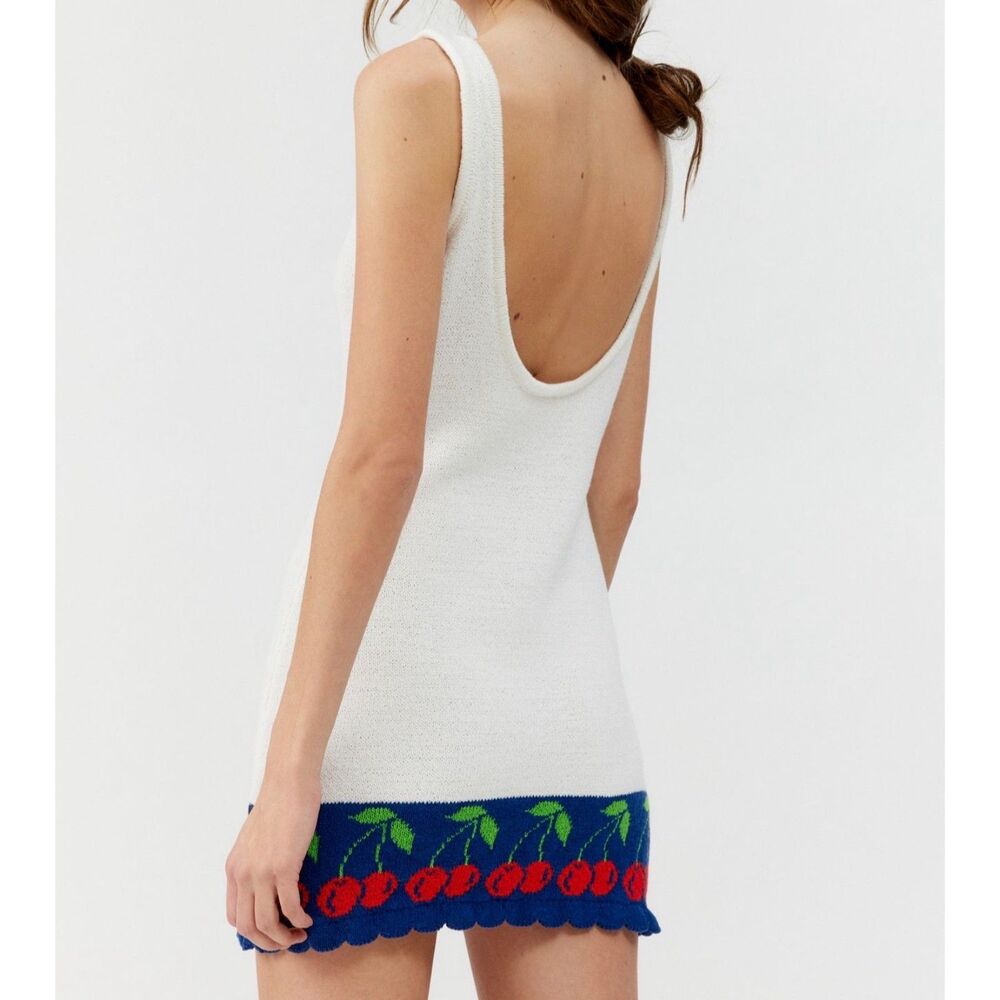 Kimchi Blue Lizzie Jacquard Cherry Sleeveless Shift Dress - Picture 2 of 6